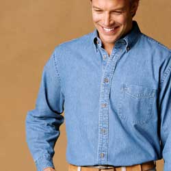 Harriton for Men Denim Button Down Shirts