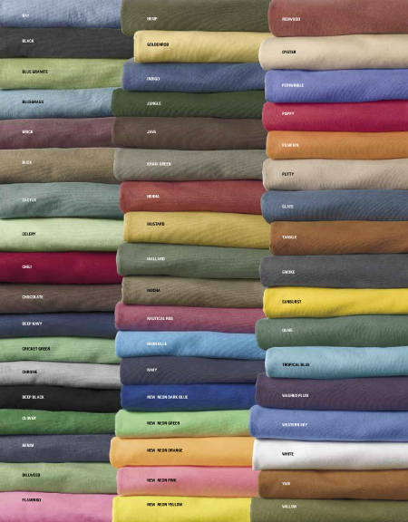 Authentic Pigment T-Shirt Colors